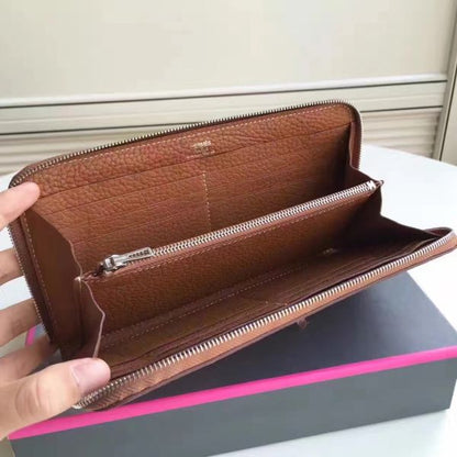 HERM Brown Clemence Azap Zipped Wallet