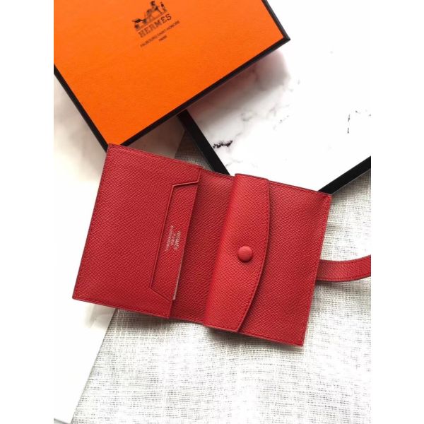 HERM Bearn Mini Wallet In Red Epsom Leather