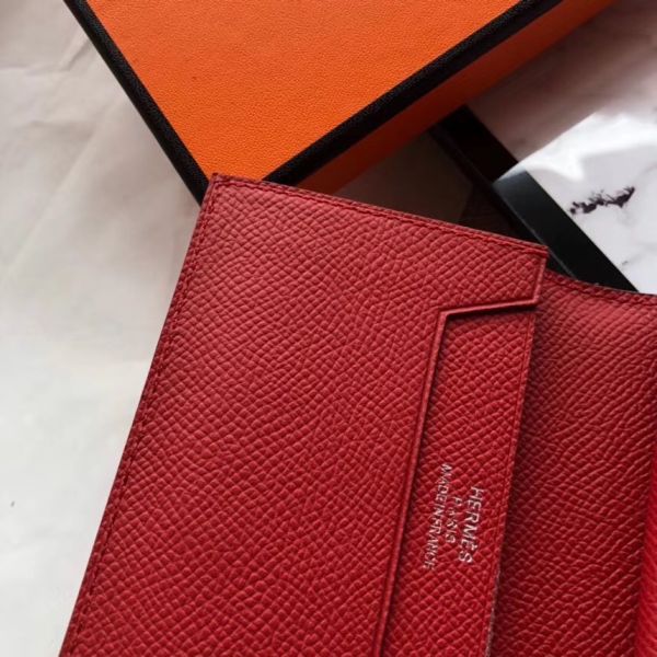 HERM Bearn Mini Wallet In Red Epsom Leather