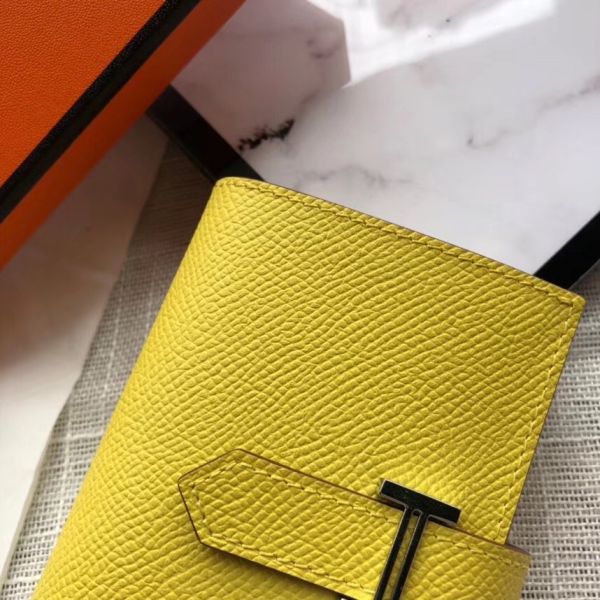 HERM Bearn Mini Wallet In Yellow Epsom Leather
