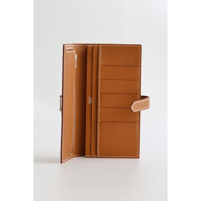 HERM Bearn Long Handmade Wallet in Gold Epsom Calfskin