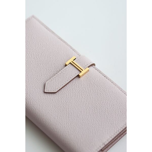 HERM Bearn Long Handmade Wallet in Mauve Pale Epsom Calfskin