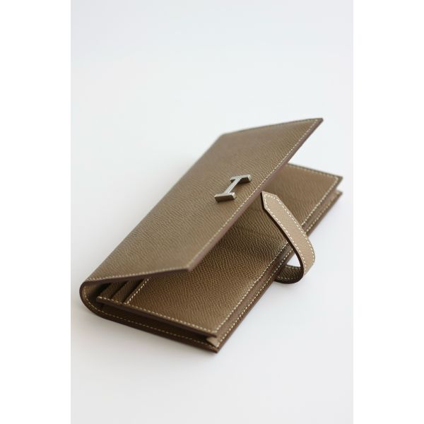 HERM Bearn Long Handmade Wallet in Taupe Epsom Calfskin