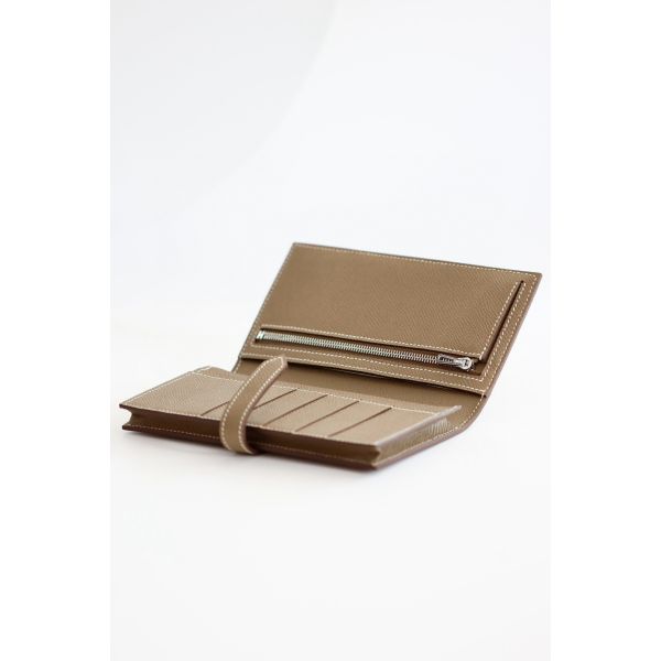 HERM Bearn Long Handmade Wallet in Taupe Epsom Calfskin
