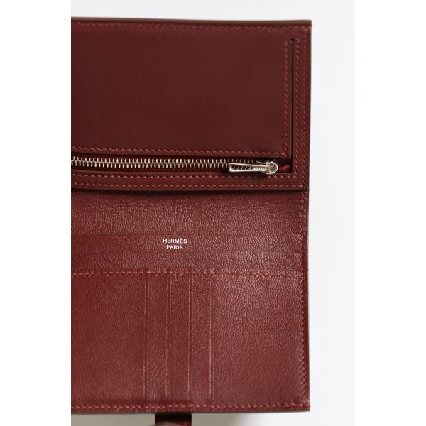 HERM Bearn Compact Wallet in Bordeaux Shiny Alligator Leather