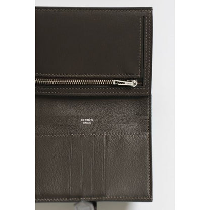 HERM Bearn Compact Wallet in Graphite Shiny Alligator Leather