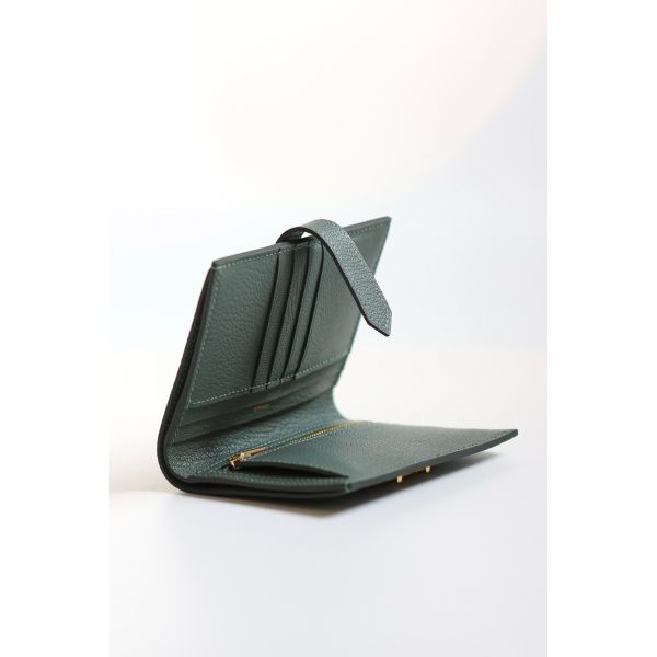 HERM Bearn Compact Handmade Wallet in Vert Amande Chevre Mysore Goatskin