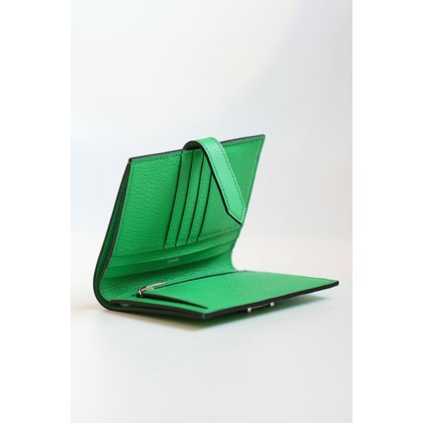 HERM Bearn Compact Handmade Wallet in Vert Comics Chevre Mysore Goatskin