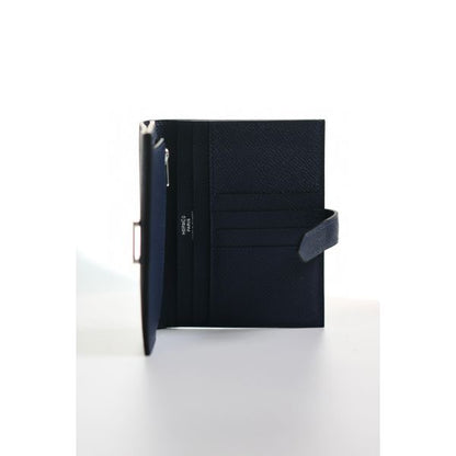 HERM Bearn Compact Handmade Wallet in Blue Saphir Epsom Calfskin