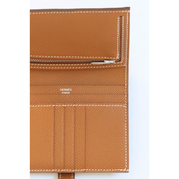 HERM Bearn Compact Handmade Wallet in Gold Epsom Calfskin