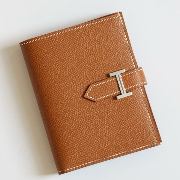 HERM Bearn Compact Handmade Wallet in Gold Epsom Calfskin
