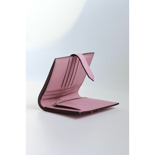 HERM Bearn Compact Handmade Wallet in Mauve Sylvestre Epsom Calfskin