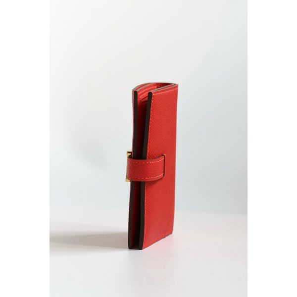 HERM Bearn Compact Handmade Wallet in Red Epsom Calfskin