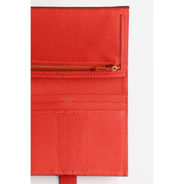 HERM Bearn Compact Handmade Wallet in Red Epsom Calfskin