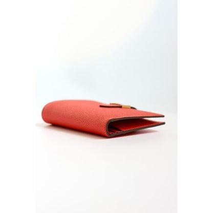 HERM Bearn Compact Handmade Wallet in Red Epsom Calfskin