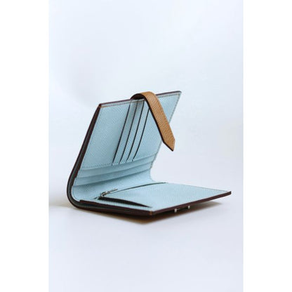 HERM Bearn Compact Verso Handmade Wallet in Sesame Epsom Calfskin