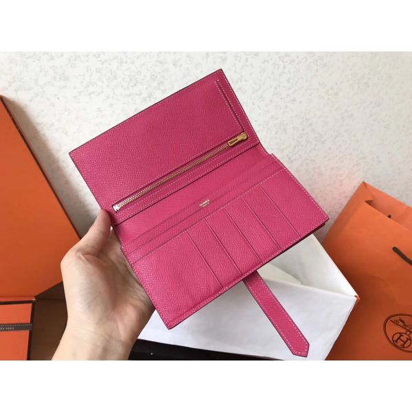 HERM Peach Epsom Bearn Gusset Wallet