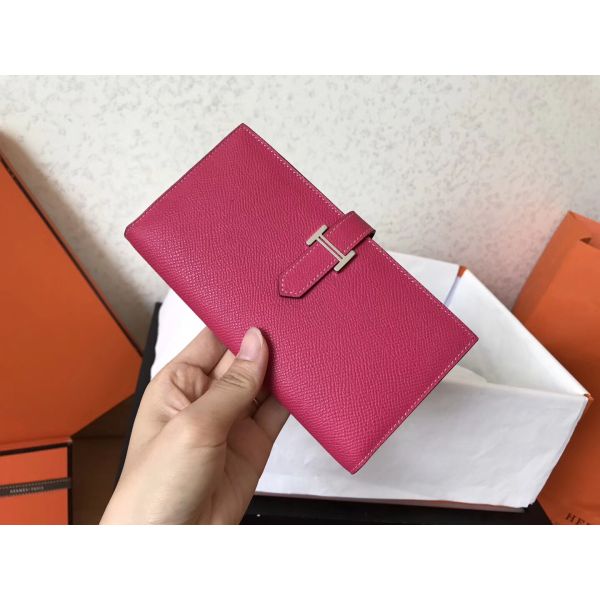 HERM Peach Epsom Bearn Gusset Wallet