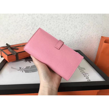 HERM Pink Epsom Bearn Gusset Wallet