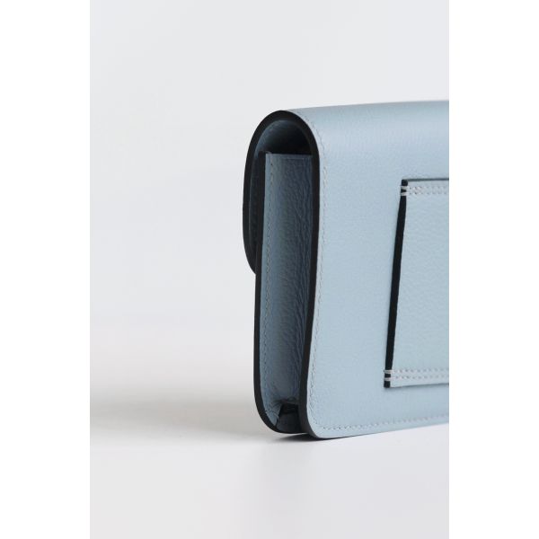 HERM Constance Slim Wallet in Blue Lin Evercolor Calfskin