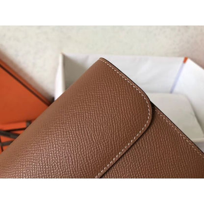HERM Constance Long Wallet In Gold Epsom Leather
