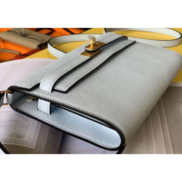 HERM Kelly Classique To Go Wallet In Blue Zephyr Epsom Calfskin