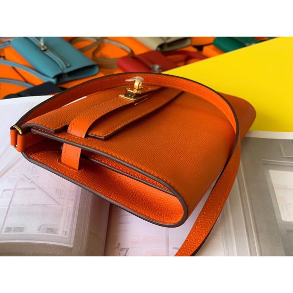 HERM Kelly Classique To Go Wallet In Orange Epsom Calfskin