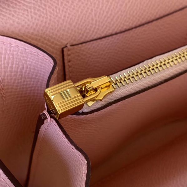 HERM Kelly Classique To Go Wallet In Pink Epsom Calfskin