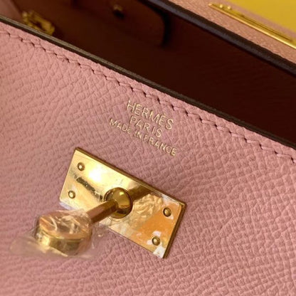 HERM Kelly Classique To Go Wallet In Pink Epsom Calfskin