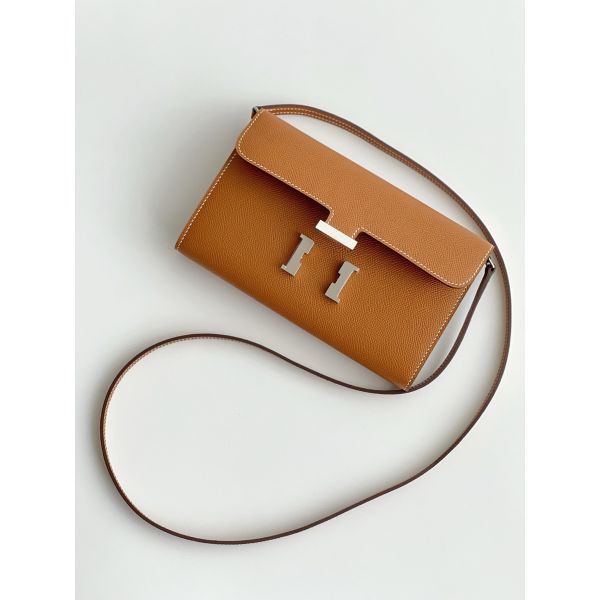 HERM Constance To Go Wallet in Gold Epsom Calfskin