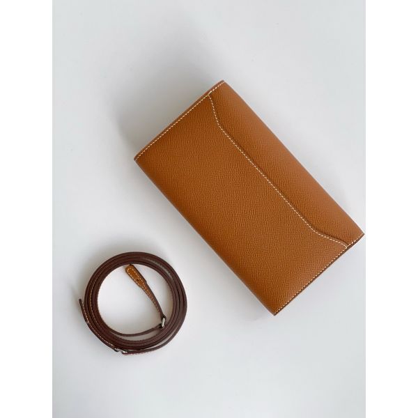 HERM Constance To Go Wallet in Gold Epsom Calfskin