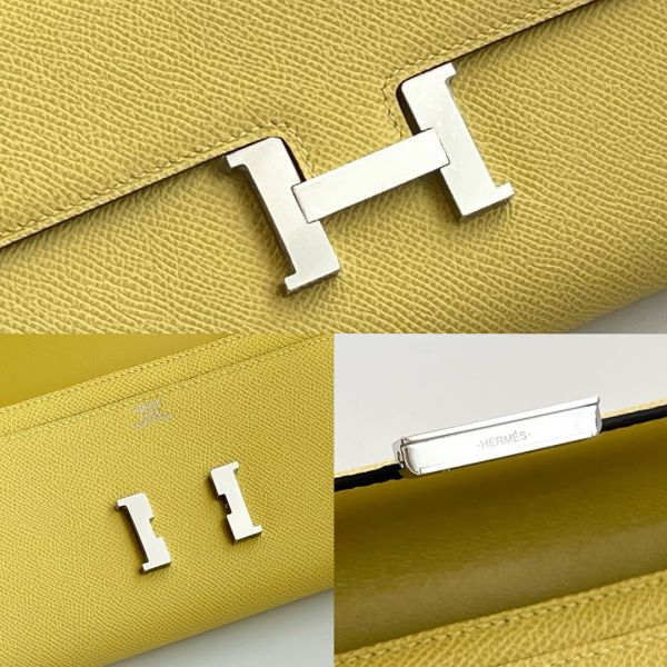 HERM Constance To Go Wallet in Jaune Poussin Epsom Calfskin