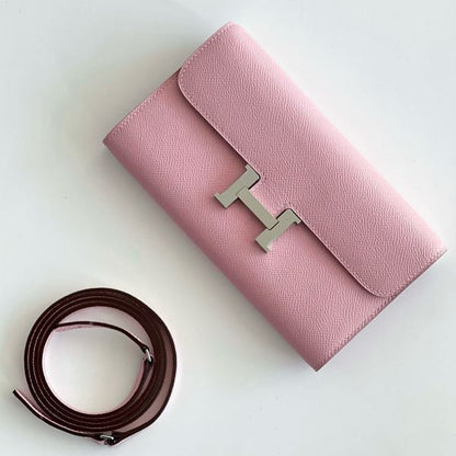 HERM Constance To Go Wallet in Pink Epsom Calfskin