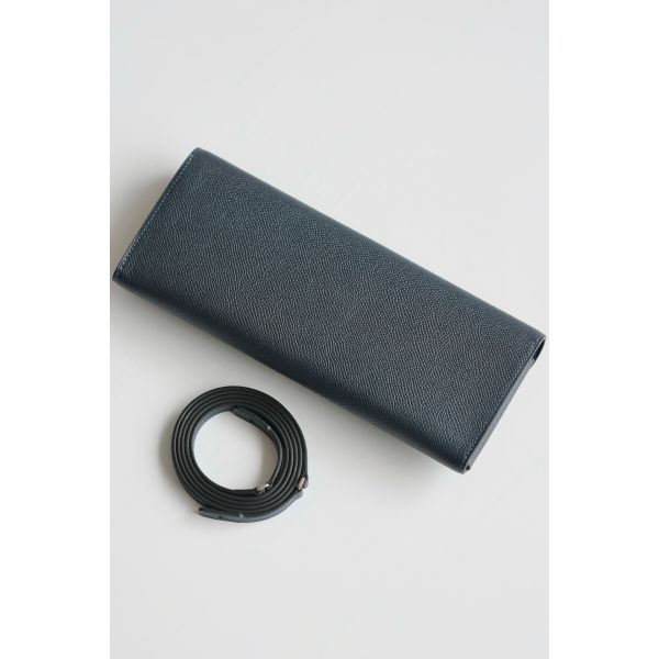 HERM Maillon To Go Wallet in Blue Indigo Epsom Calfskin