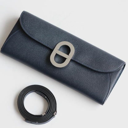 HERM Maillon To Go Wallet in Blue Indigo Epsom Calfskin