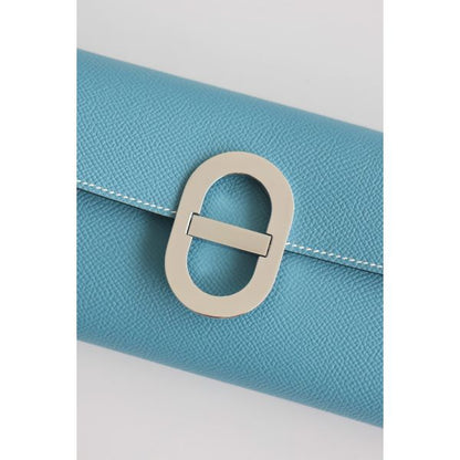 HERM Maillon To Go Wallet in Blue Jean Epsom Calfskin