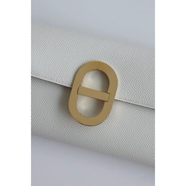 HERM Maillon To Go Wallet in Gris Pale Epsom Calfskin
