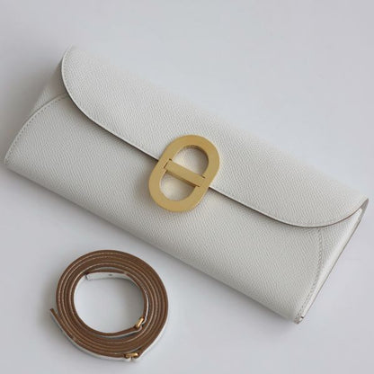 HERM Maillon To Go Wallet in Gris Pale Epsom Calfskin
