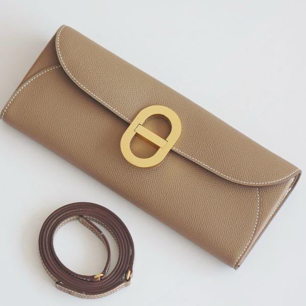 HERM Maillon To Go Wallet in Taupe Epsom Calfskin