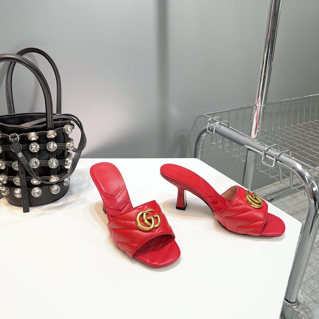 GG SANDALS HIGH-HEELED RED