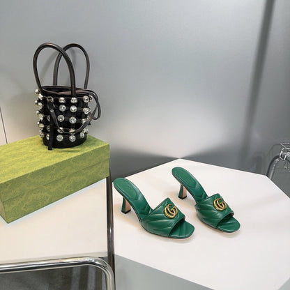 GG SANDALS HIGH-HEELED GREEN