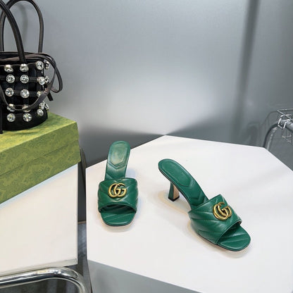 GG SANDALS HIGH-HEELED GREEN