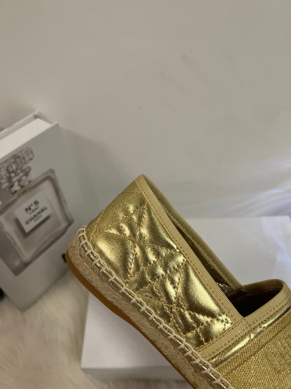 GRANVILLE ESPADRILLE GOLD QUILTED CANNAGE CALFSKIN