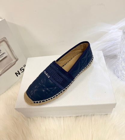 GRANVILLE ESPADRILLE NAVY BLUE QUILTED CANNAGE CALFSKIN