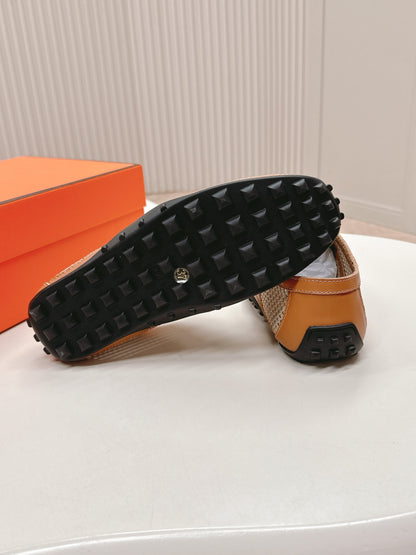KIGA SNEAKER IN WHITE CROCHET KNIT AND BRONZE BROWN CALFSKIN