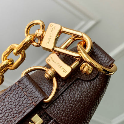 LOOP HOBO 38 IN DARK BROWN MONOGRAM EMPREINTE CALFSKIN EMBOSSED LOGO