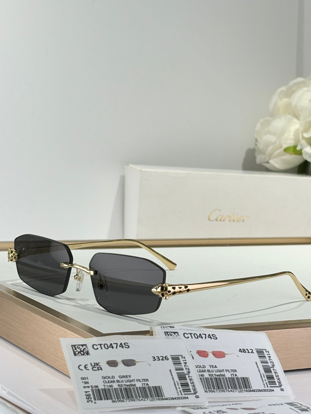 PANTHÈRE RECTANGULAR FRAME SUNGLASSES 558497 IN METAL