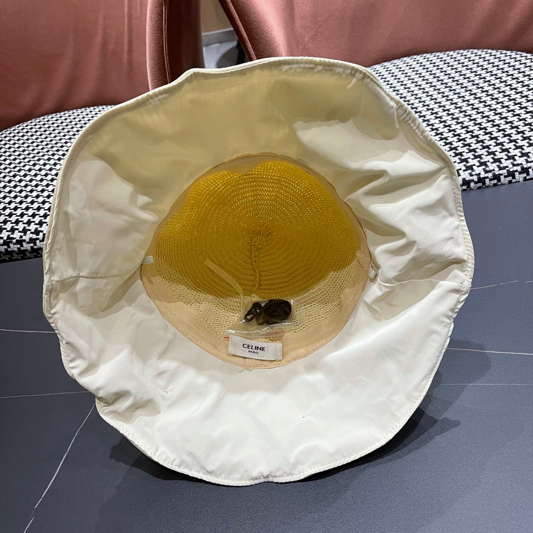 WIDE BRIM HAT MODEL 651948 IN BEIGE MESH FABRIC