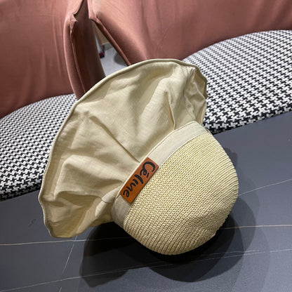 WIDE BRIM HAT MODEL 651948 IN BEIGE MESH FABRIC