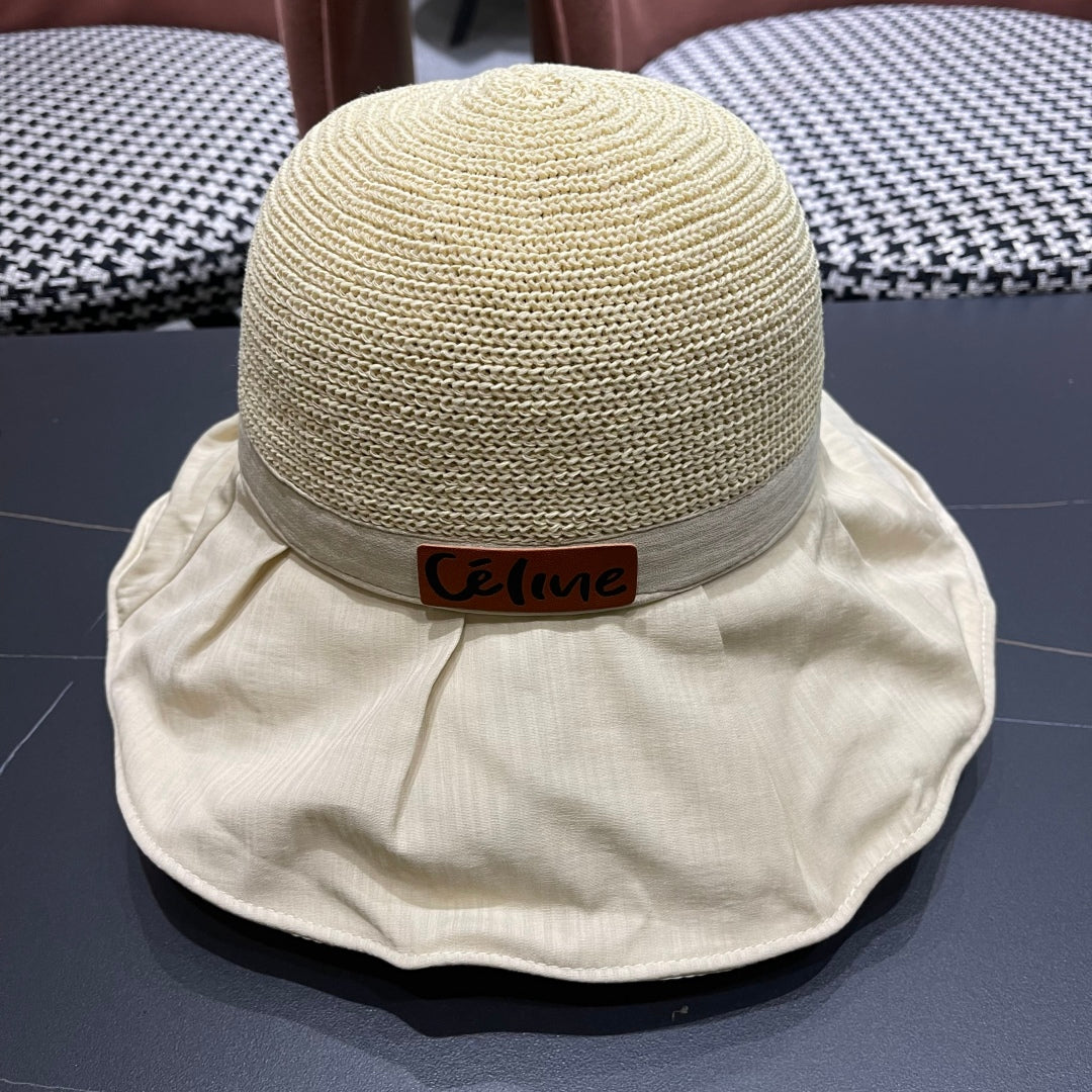 WIDE BRIM HAT MODEL 651948 IN BEIGE MESH FABRIC